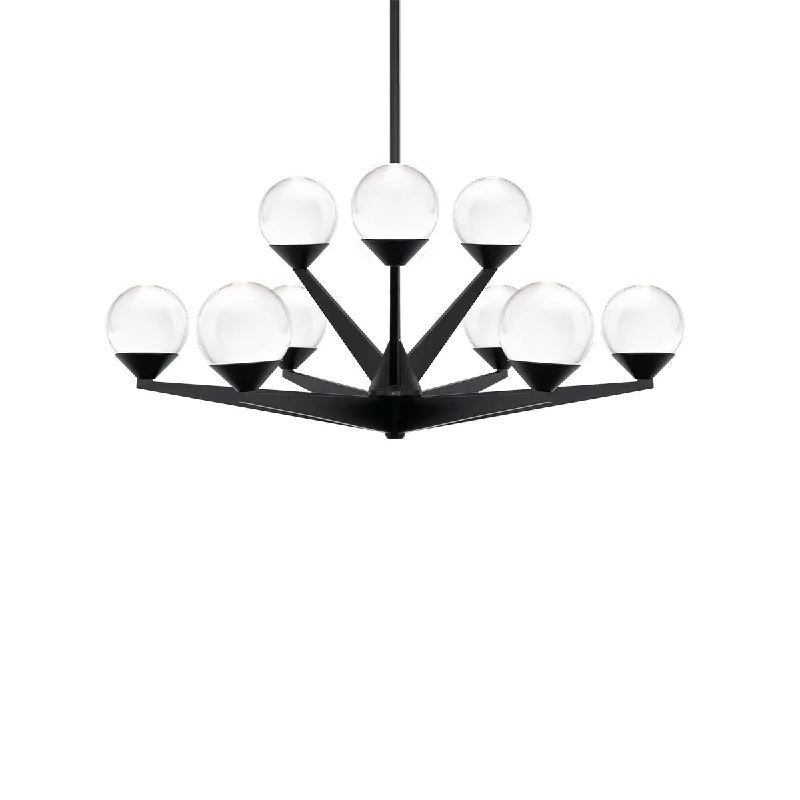Dimmable Industrial Lighting for Ambiance ControlDouble Bubble 27 in. 9 Lights LED Chandelier Black Finish Dimmable Industrial Lighting for Ambiance ControlDouble Bubble 27 in. 9 Lights LED Chandelier Black Finish