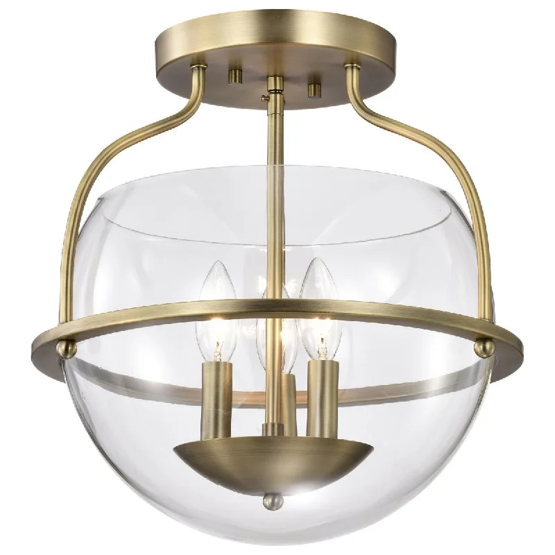 Industrial Emergency Lighting for Safety in FactoriesAmado 14 in. 3 lights Semi-flush Mount Light Vintage Brass Finish Industrial Emergency Lighting for Safety in FactoriesAmado 14 in. 3 lights Semi-flush Mount Light Vintage Brass Finish