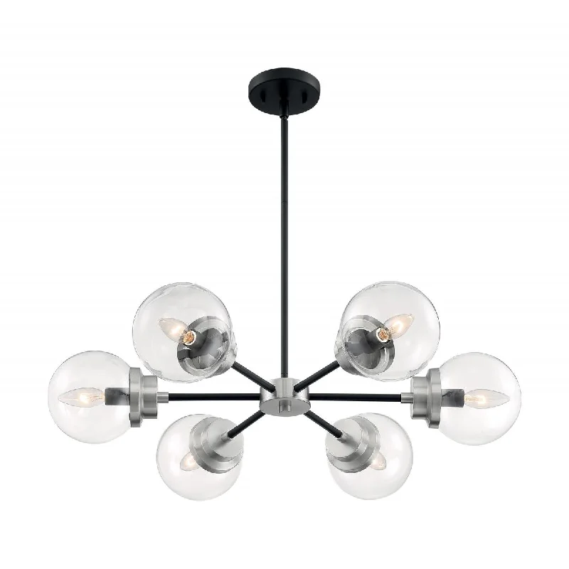 Industrial Lighting for Chemical PlantsAxis 30 in. 6 Lights Chandelier Black & Nickel Finish Industrial Lighting for Chemical PlantsAxis 30 in. 6 Lights Chandelier Black & Nickel Finish