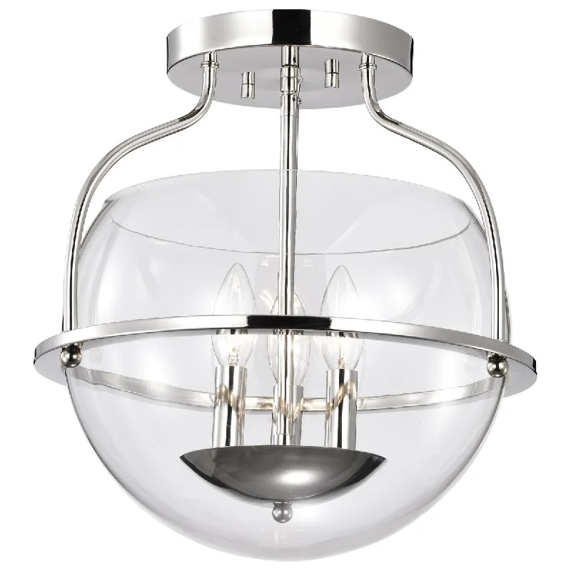 Industrial Task Lighting for Precision WorkstationsAmado 14 in. 3 lights Semi-flush Mount Light Polished Nickel Finish Industrial Task Lighting for Precision WorkstationsAmado 14 in. 3 lights Semi-flush Mount Light Polished Nickel Finish