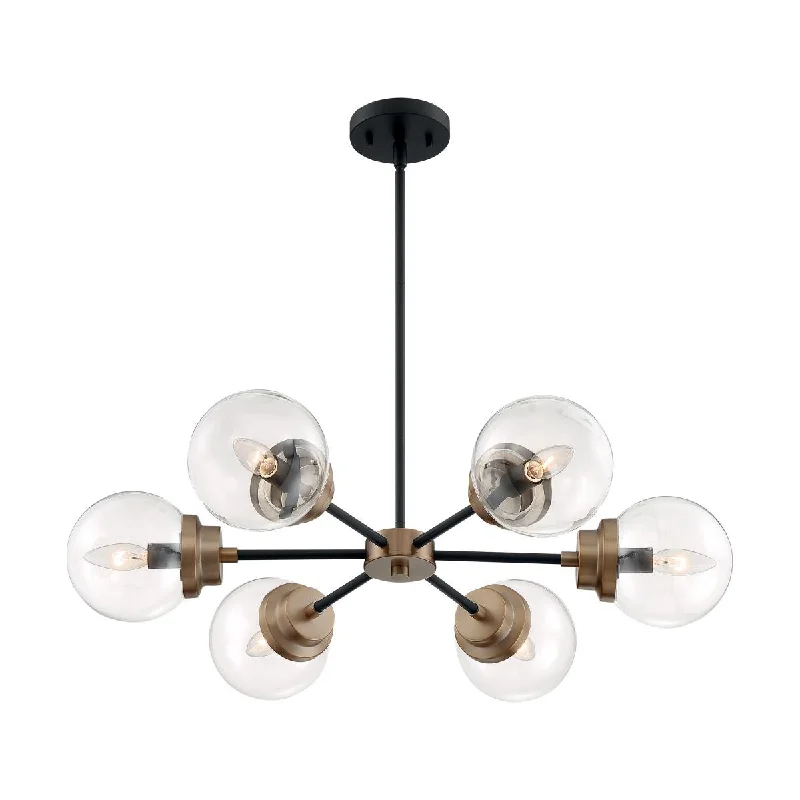 Industrial Exit Sign Lighting for Quick EvacuationAxis 30 in. 6 Lights Chandelier Black & Brass Finish Industrial Exit Sign Lighting for Quick EvacuationAxis 30 in. 6 Lights Chandelier Black & Brass Finish