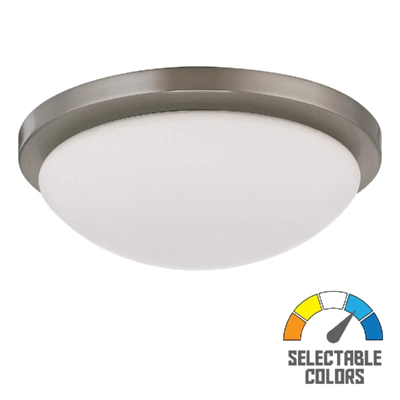 Dust - Resistant Industrial Lighting for Dirty WorkspacesButton 11 Inch LED Flush Mount Light Selectable CCT 120V Brushed Nickel Finish Dust - Resistant Industrial Lighting for Dirty WorkspacesButton 11 Inch LED Flush Mount Light Selectable CCT 120V Brushed Nickel Finish