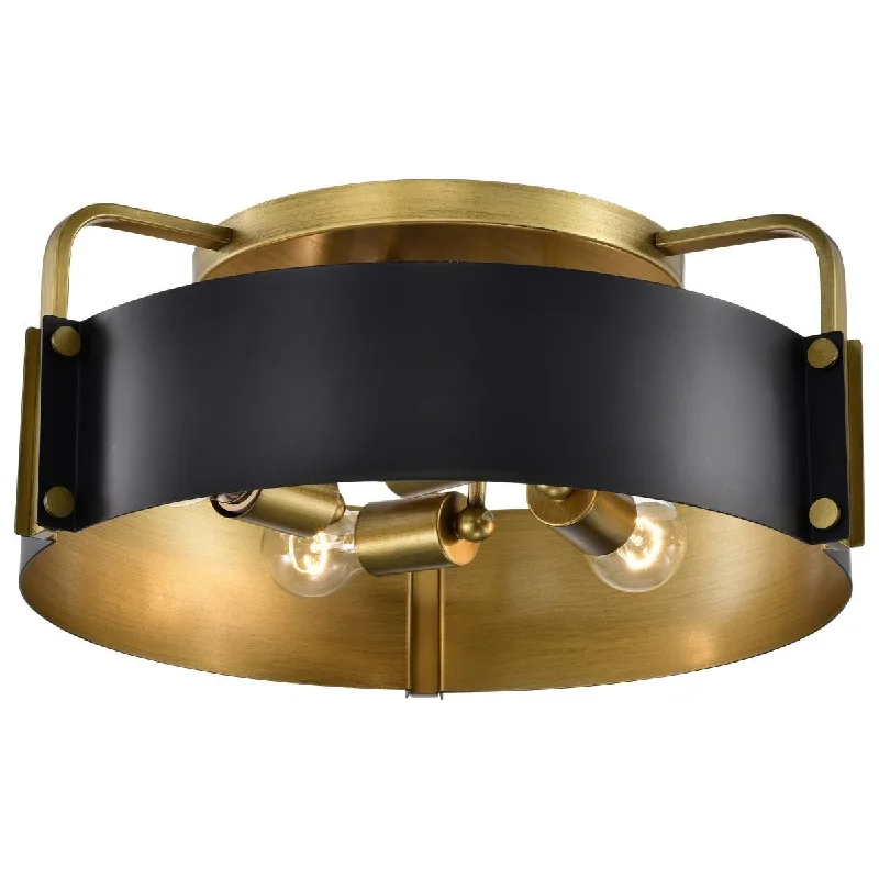 Industrial Wall - Mounted Lighting for Workshop WallsAltos 18 in. 4 lights Semi-flush Mount Light Matte Black and Natural Brass Finish Industrial Wall - Mounted Lighting for Workshop WallsAltos 18 in. 4 lights Semi-flush Mount Light Matte Black and Natural Brass Finish