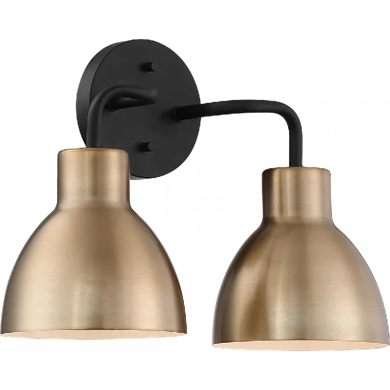 Industrial Ceiling - Mounted Lighting for Assembly PlantsSloan 14 in. 2 Lights Vanity Light Black and Brass Finish