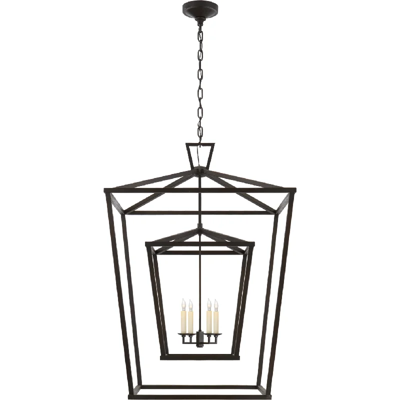 Track lighting with a brushed nickel finishDarlana Extra Large Double Cage Lantern