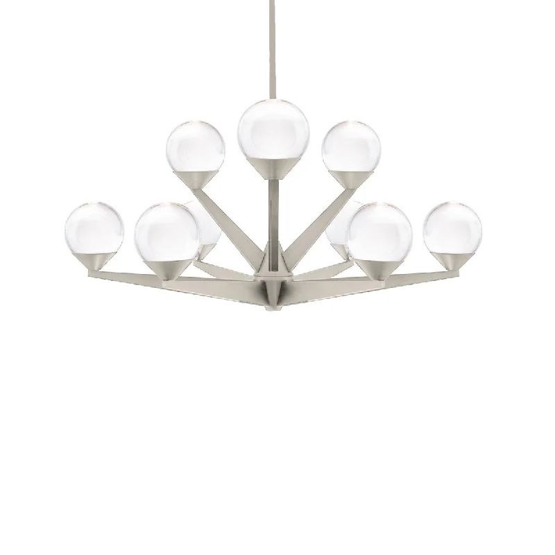 High - Bay LED Industrial Lighting for WarehousesDouble Bubble 27 in. 9 Lights LED Chandelier Satin Nickel Finish High - Bay LED Industrial Lighting for WarehousesDouble Bubble 27 in. 9 Lights LED Chandelier Satin Nickel Finish