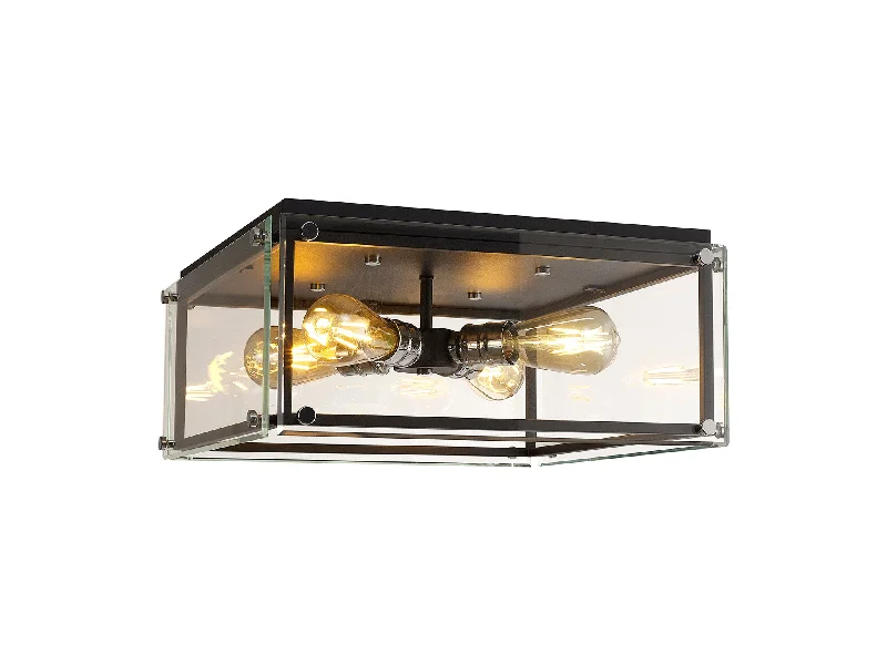 Track lighting for photography studiosDelhi Indoor Flush Ceiling Light, 4 Light E27, Matt Black & Chrome & Clear Glass Track lighting for photography studiosDelhi Indoor Flush Ceiling Light, 4 Light E27, Matt Black & Chrome & Clear Glass