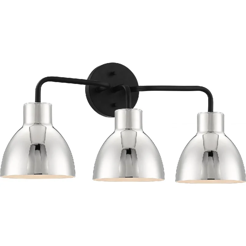 Industrial Lighting for Food Processing FactoriesSloan 22 in. 3 Lights Vanity Light Black and Nickel Finish