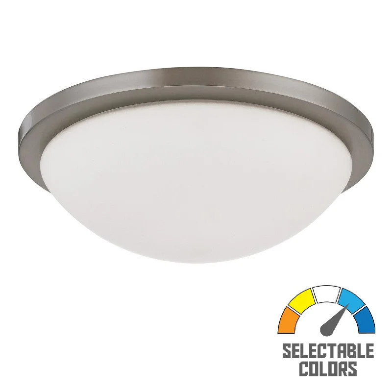 Shock - Resistant Industrial Lighting for Vibrating Machinery AreasButton 13 Inch LED Flush Mount Light Selectable CCT 120V Brushed Nickel Finish Shock - Resistant Industrial Lighting for Vibrating Machinery AreasButton 13 Inch LED Flush Mount Light Selectable CCT 120V Brushed Nickel Finish
