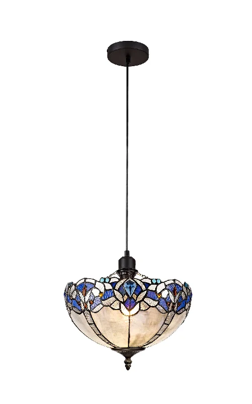 Track lighting with a decorative track designOksana 1 Light Uplighter Pendant E27 With 30cm Tiffany Shade, Blue & Clear Crystal & Black Track lighting with a decorative track designOksana 1 Light Uplighter Pendant E27 With 30cm Tiffany Shade, Blue & Clear Crystal & Black
