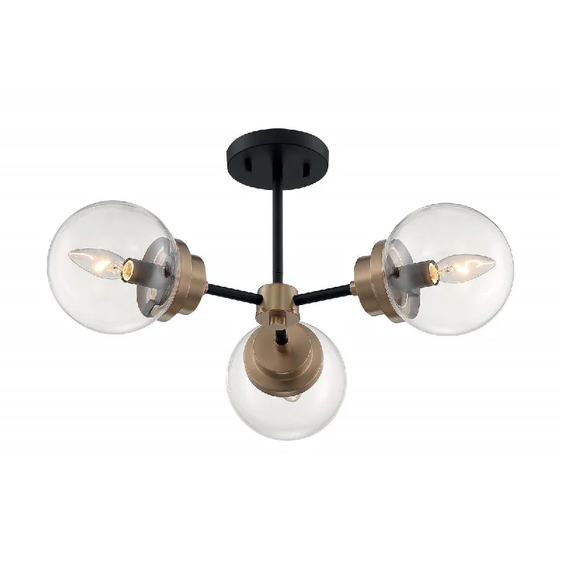 Adjustable Industrial Lighting for Flexible IlluminationAxis 23 in. 3 Lights Semi Flush Mount Light Black & Brass Finish Adjustable Industrial Lighting for Flexible IlluminationAxis 23 in. 3 Lights Semi Flush Mount Light Black & Brass Finish