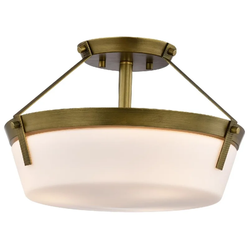 Industrial Lighting for Woodworking FactoriesRowen 15 in. 3 lights Semi-flush Mount Light Natural Brass Finish Industrial Lighting for Woodworking FactoriesRowen 15 in. 3 lights Semi-flush Mount Light Natural Brass Finish