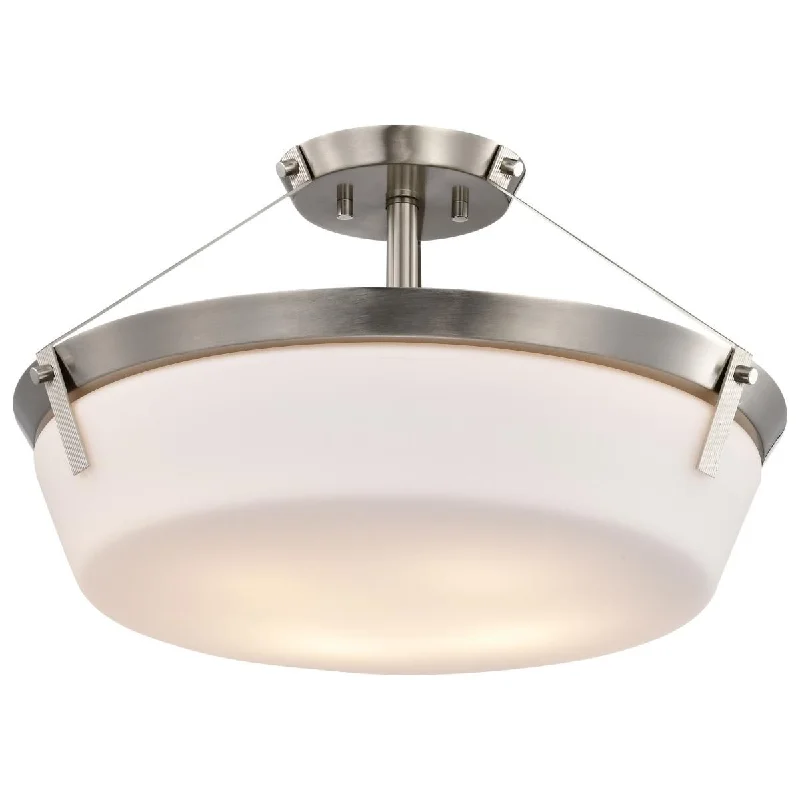 Industrial Area Lighting for Large Open SpacesRowen 19 in. 4 lights Semi-flush Mount Light Brushed Nickel Finish