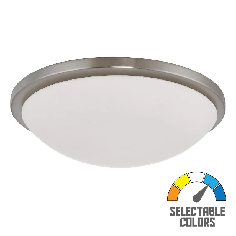 Explosion - Proof Industrial Lighting for Hazardous LocationsButton 17 Inch LED Flush Mount Light Selectable CCT 120V Brushed Nickel Finish Explosion - Proof Industrial Lighting for Hazardous LocationsButton 17 Inch LED Flush Mount Light Selectable CCT 120V Brushed Nickel Finish