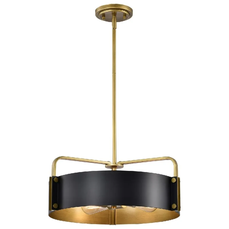 Industrial Lighting for Textile MillsAltos 18 in. 4 lights Pendant Light Matte Black and Natural Brass Finish Industrial Lighting for Textile MillsAltos 18 in. 4 lights Pendant Light Matte Black and Natural Brass Finish