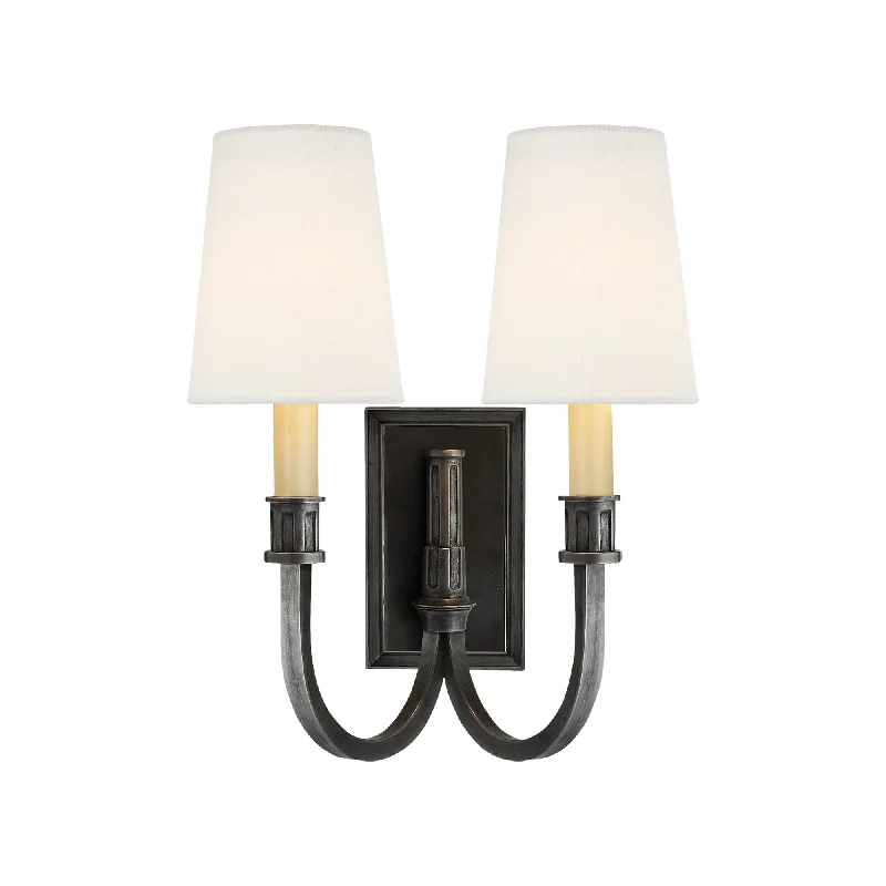Track lighting for illuminating dining tablesleather wall lamps with a distressed texture for a rugged and stylish lookModern Library Double Wall Light