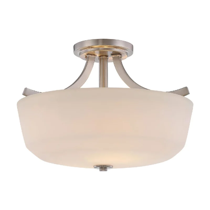 Industrial Task Lighting for Precision WorkstationsLaguna 15 in. 2 Lights Semi Flush Mount Light Brushed Nickel finish Industrial Task Lighting for Precision WorkstationsLaguna 15 in. 2 Lights Semi Flush Mount Light Brushed Nickel finish