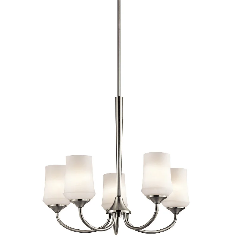Chandeliers with Metal Frames in Silver FinishChandeliers with Metal Frames in Silver FinishAubrey - 5lt Chandelier - 43665NI