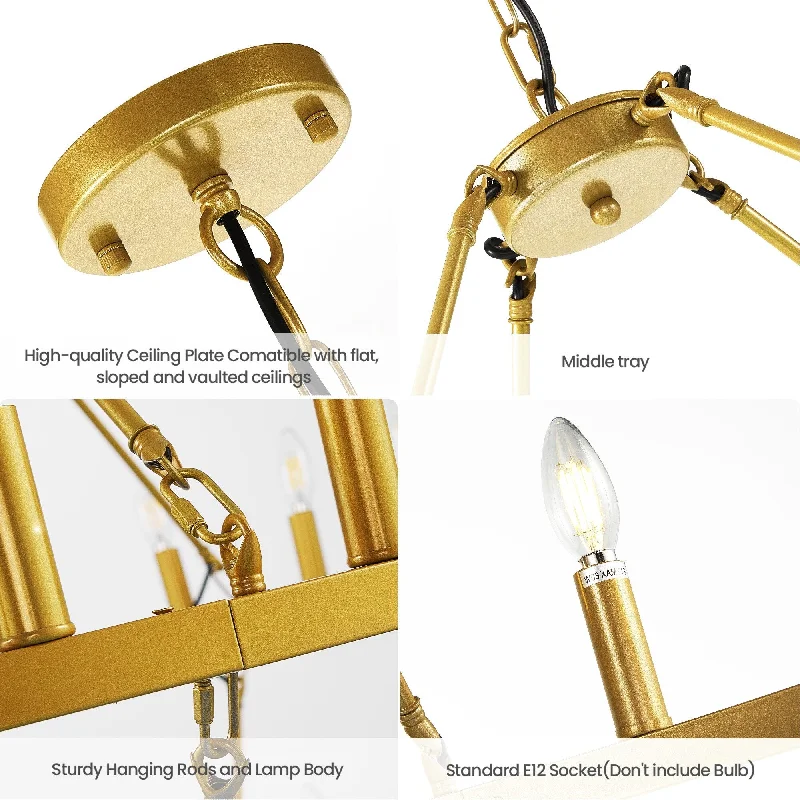 Chandeliers with Metal Frames in Gold FinishChandeliers with Metal Frames in Gold Finish36-light Modern Farmhouse 47In Round Wagon Wheel Chandelier Chandeliers with Metal Frames in Gold FinishChandeliers with Metal Frames in Gold Finish36-light Modern Farmhouse 47In Round Wagon Wheel Chandelier