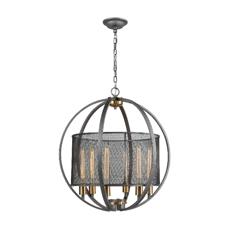 Chandeliers with Adjustable Height for Custom InstallationChandeliers with Adjustable Height for Custom InstallationEllicott 6-Light Chandelier in Weathered Zinc and Satin Brass with Metal Mesh Drum Shade ELK Lighting Chandeliers with Adjustable Height for Custom InstallationChandeliers with Adjustable Height for Custom InstallationEllicott 6-Light Chandelier in Weathered Zinc and Satin Brass with Metal Mesh Drum Shade ELK Lighting