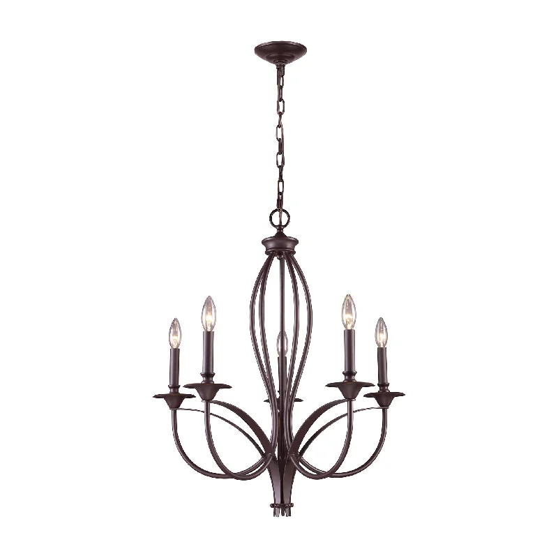 Chandeliers with Colored Glass for a Splash of ColorChandeliers with Colored Glass for a Splash of ColorMedford 5-Light Chandelier in Oiled Bronze ELK Lighting