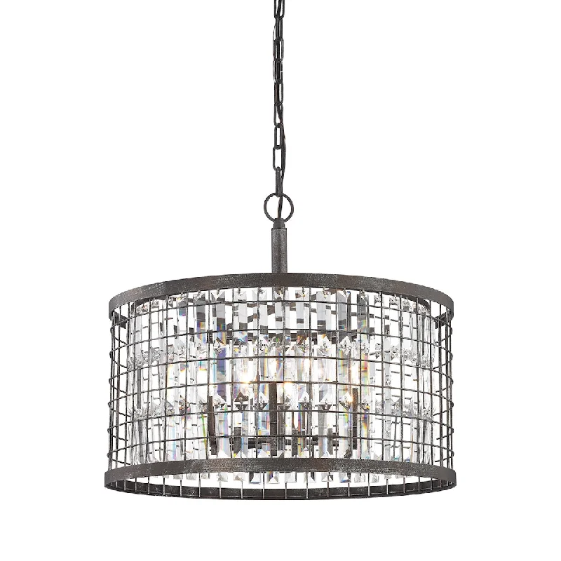Chandeliers with Murano Glass for a High - End Artistic TouchChandeliers with Murano Glass for a High - End Artistic TouchNadina 6-Light Chandelier in Silverdust Iron with Clear Crystal Inside Wire Cage ELK Lighting Chandeliers with Murano Glass for a High - End Artistic TouchChandeliers with Murano Glass for a High - End Artistic TouchNadina 6-Light Chandelier in Silverdust Iron with Clear Crystal Inside Wire Cage ELK Lighting