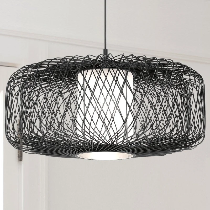 Industrial Style Ceiling Lights with Exposed Bulbs and Metal CagesIndustrial Style Ceiling Lights with Exposed Bulbs and Metal CagesUHP4533 Natural Indoor Pendant, 10''H x 16"W x 16''D, Black Rattan Finish, Bedford Collection Industrial Style Ceiling Lights with Exposed Bulbs and Metal CagesIndustrial Style Ceiling Lights with Exposed Bulbs and Metal CagesUHP4533 Natural Indoor Pendant, 10''H x 16"W x 16''D, Black Rattan Finish, Bedford Collection