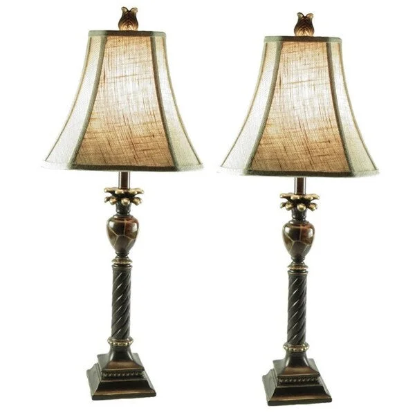 metal table lamps with a matte black finish for a sleek appearancemetal table lamps with a matte black finish for a sleek appearanceCandlestick 1-light Brown/ Black/ Gold Table Lamps (Set of 2) - Brown