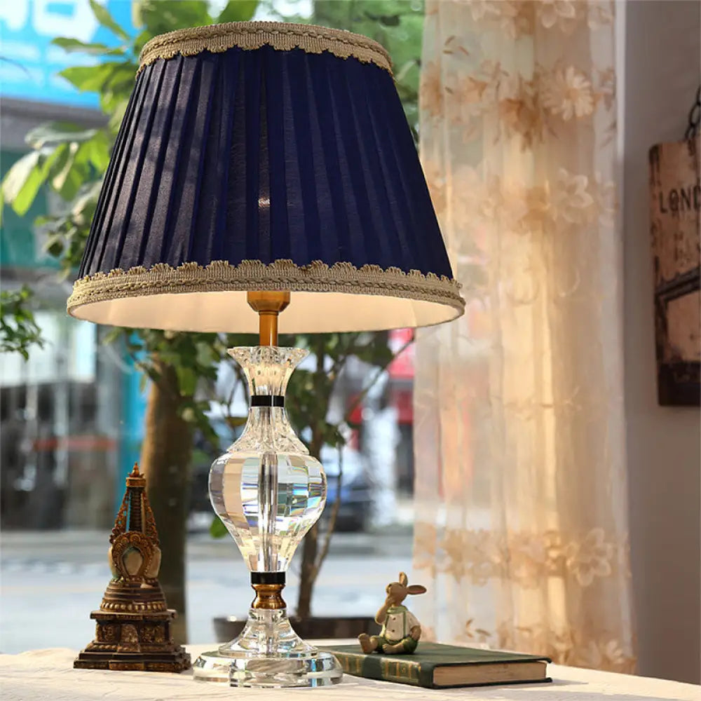 glass table lamps with a frosted surface for soft light diffusionglass table lamps with a frosted surface for soft light diffusionModern Crystal Nightstand Lamp - Blue Jar Shape, 1 Head Reading Light