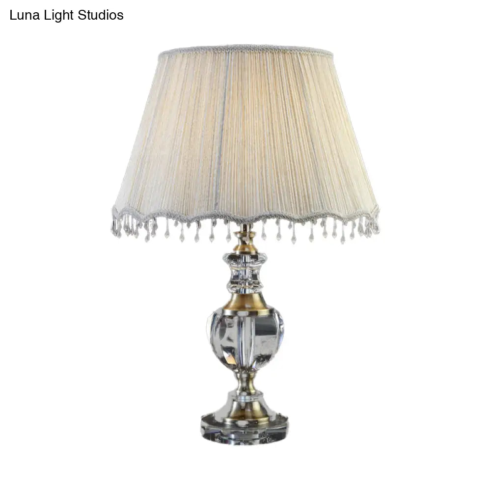 bohemian table lamps with colorful patterns for eclectic bedroomsbohemian table lamps with colorful patterns for eclectic bedroomsModernist Clear Crystal Reading Lamp, Elegant Urn Shape, Grey, 14"/16" Wide